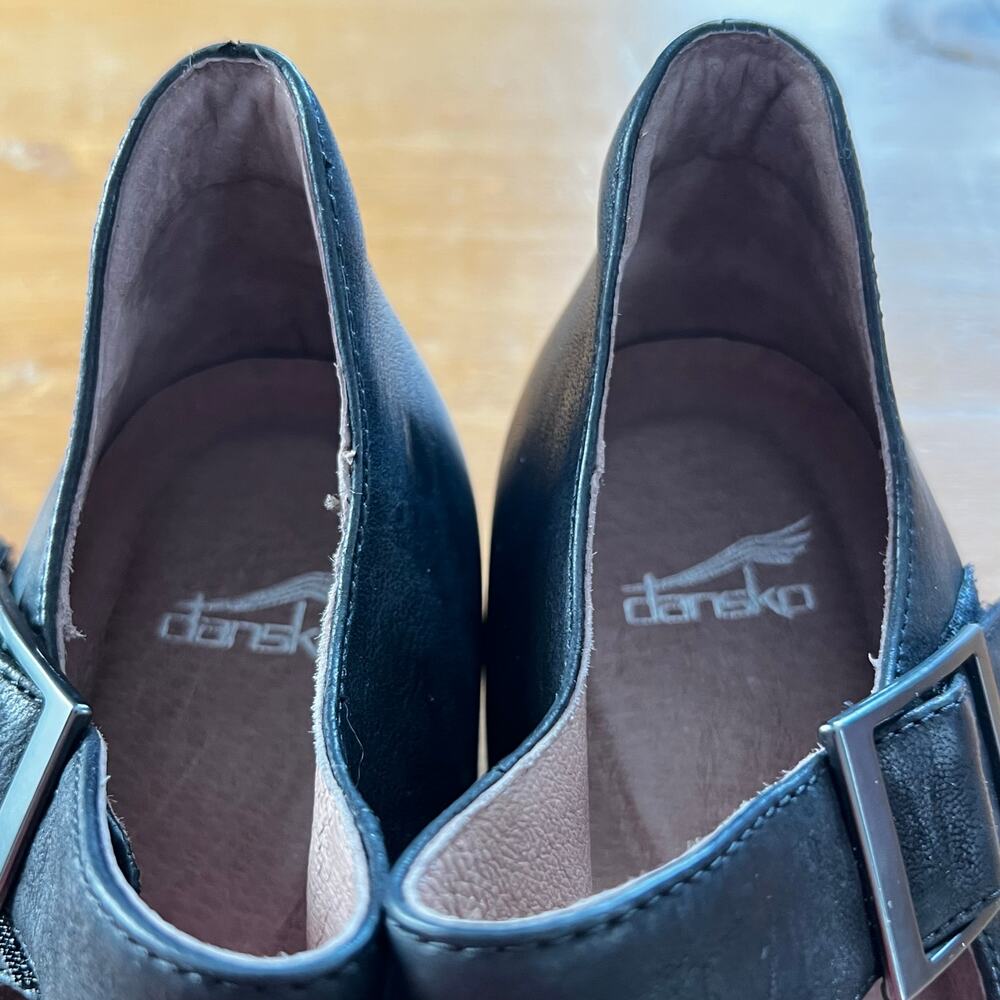 Dansko Roxanne Black Leather Mary Jane Heels Women’s Size 40 US 9 Comfort Shoes - Picture 4 of 7